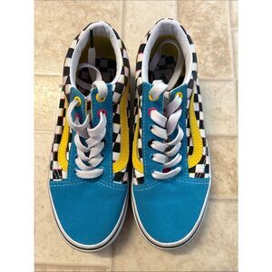 Vans Kids Checkerboard Blue, Yellow & Black Low-Top Sneakers
